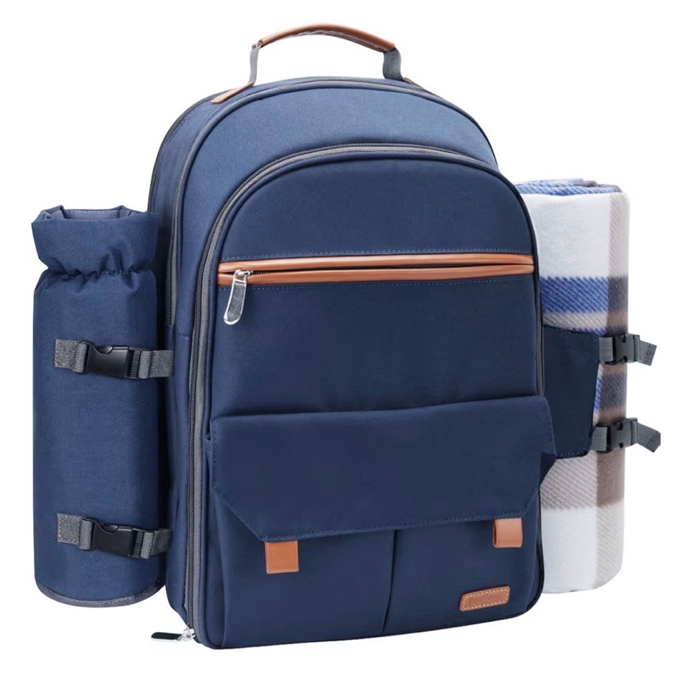 Black Picnic Backpack Set of 4 - Picture 6 of 10